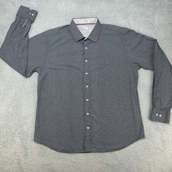 Bugatchi Uomo Other - Bugatchi Uomo Shirt Mens XXL Shaped Fit Blue White Geometric All Day Casual Prep